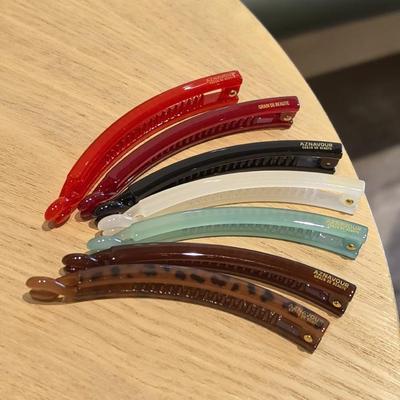 韩国进口AZNAVOUR AZ发饰纤细时髦百搭黑色焦糖豹纹香蕉夹发夹