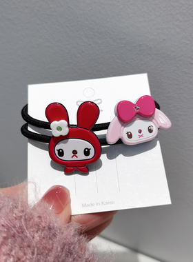 韩国进口AZNAVOUR AZ发饰卡通红色淡粉小兔子发圈皮筋发绳女