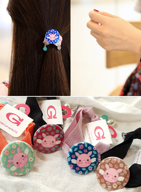 韩国进口 AZNAVOUR AZ 粉红小猪猪发饰小圆盘手环皮筋