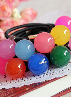 韩国进口 AZNAVOUR/AZ 小女孩圆球果冻糖果色糖豆发绳发圈