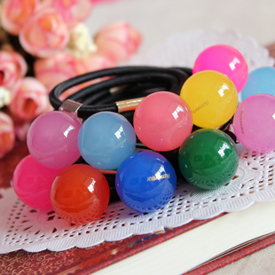小女孩圆球果冻糖果色糖豆发绳发圈 韩国进口 AZNAVOUR