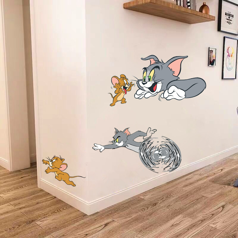 动漫卡通猫和老鼠墙贴画儿童房间布置创意客厅墙壁装饰自粘贴纸