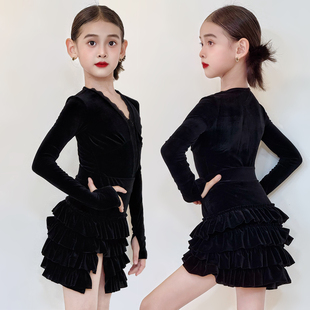 2025新款少儿拉丁舞服装女童练功服专业比赛表演服高端考级规定服