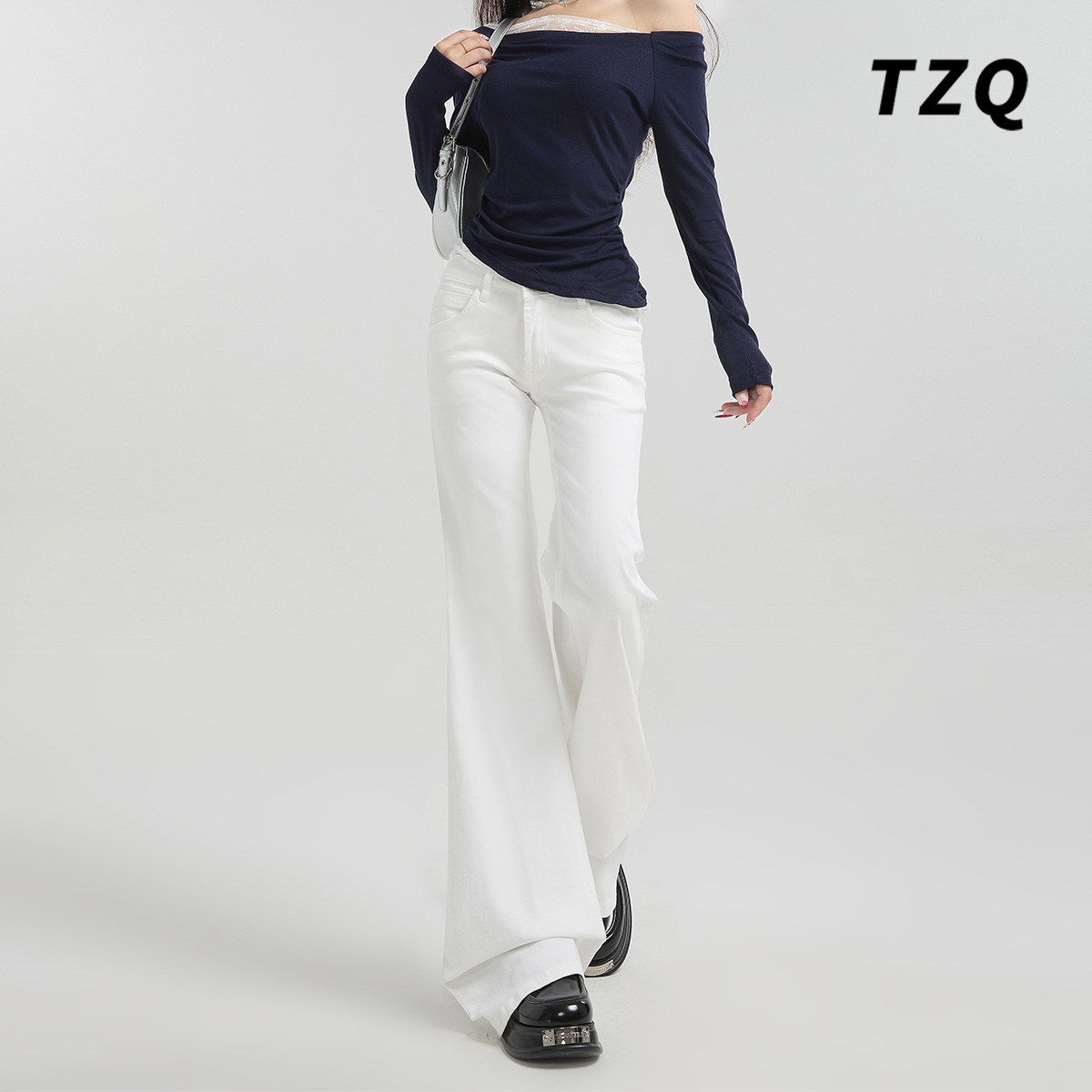 美式辣妹不贴腿显瘦阔腿喇叭裤子