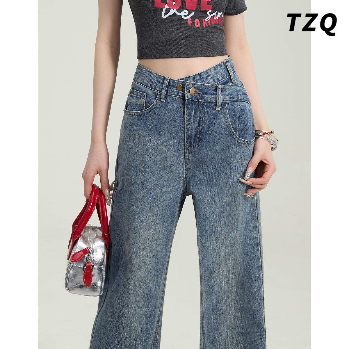 百搭小众宽松显瘦窄版阔腿裤子