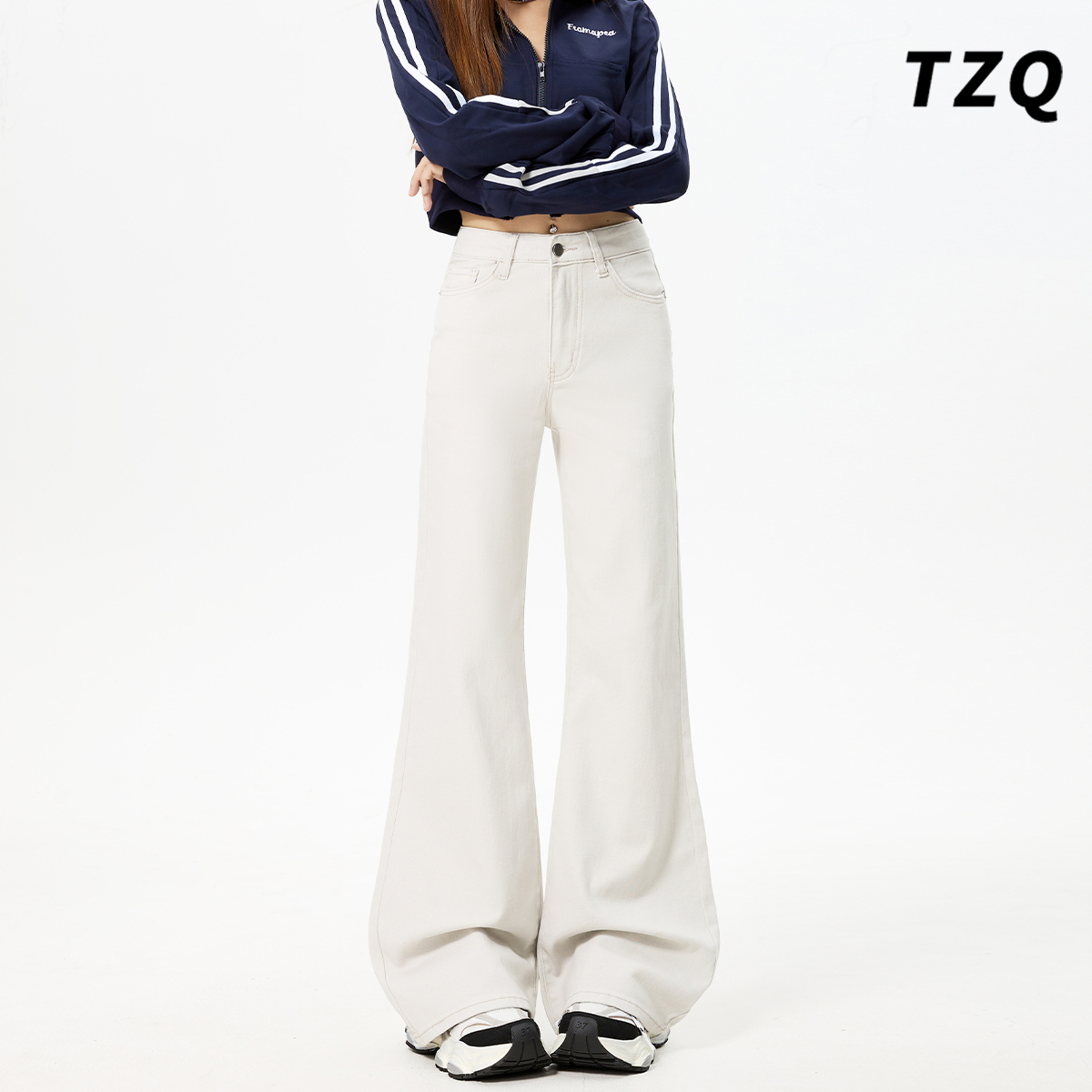 2025秋季高腰宽松显瘦喇叭拖地裤