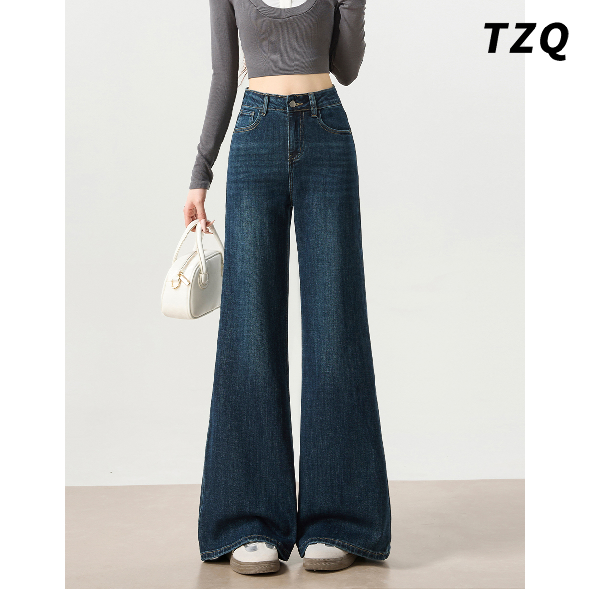 梨形小个子高腰显瘦宽松喇叭裤子