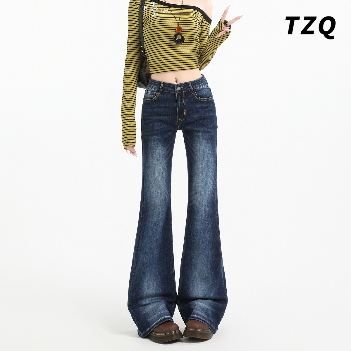 秋季新款辣妹猫须修身显瘦喇叭裤