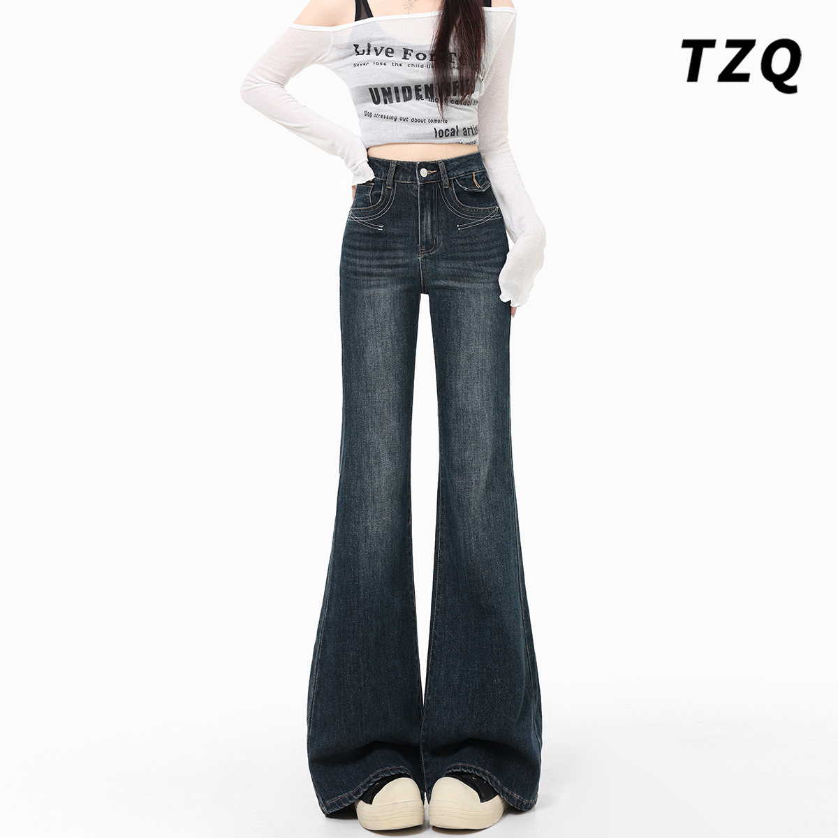 爆款秋季设计感显瘦弹力喇叭裤子