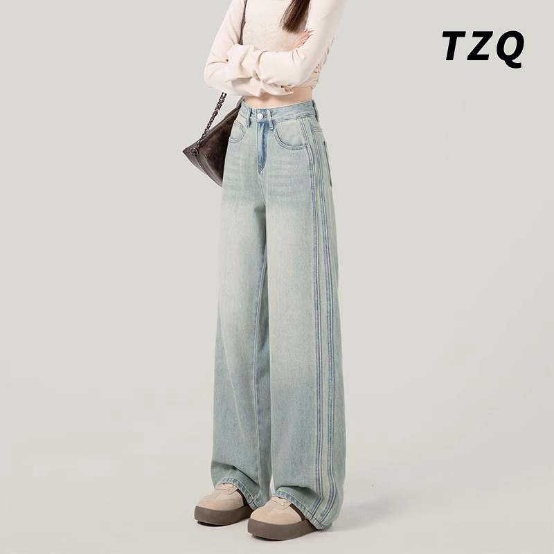 浅色阔腿牛仔裤女夏季薄款2025年