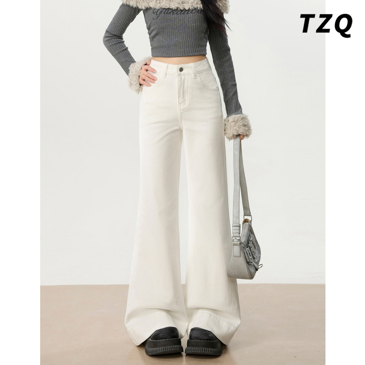 修身显瘦阔腿拖地不贴腿喇叭裤子