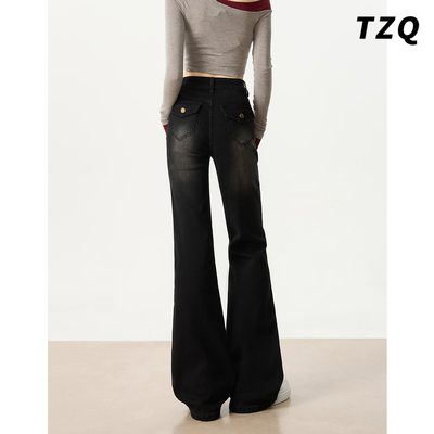 秋冬季加厚修身显瘦拖地喇叭裤子