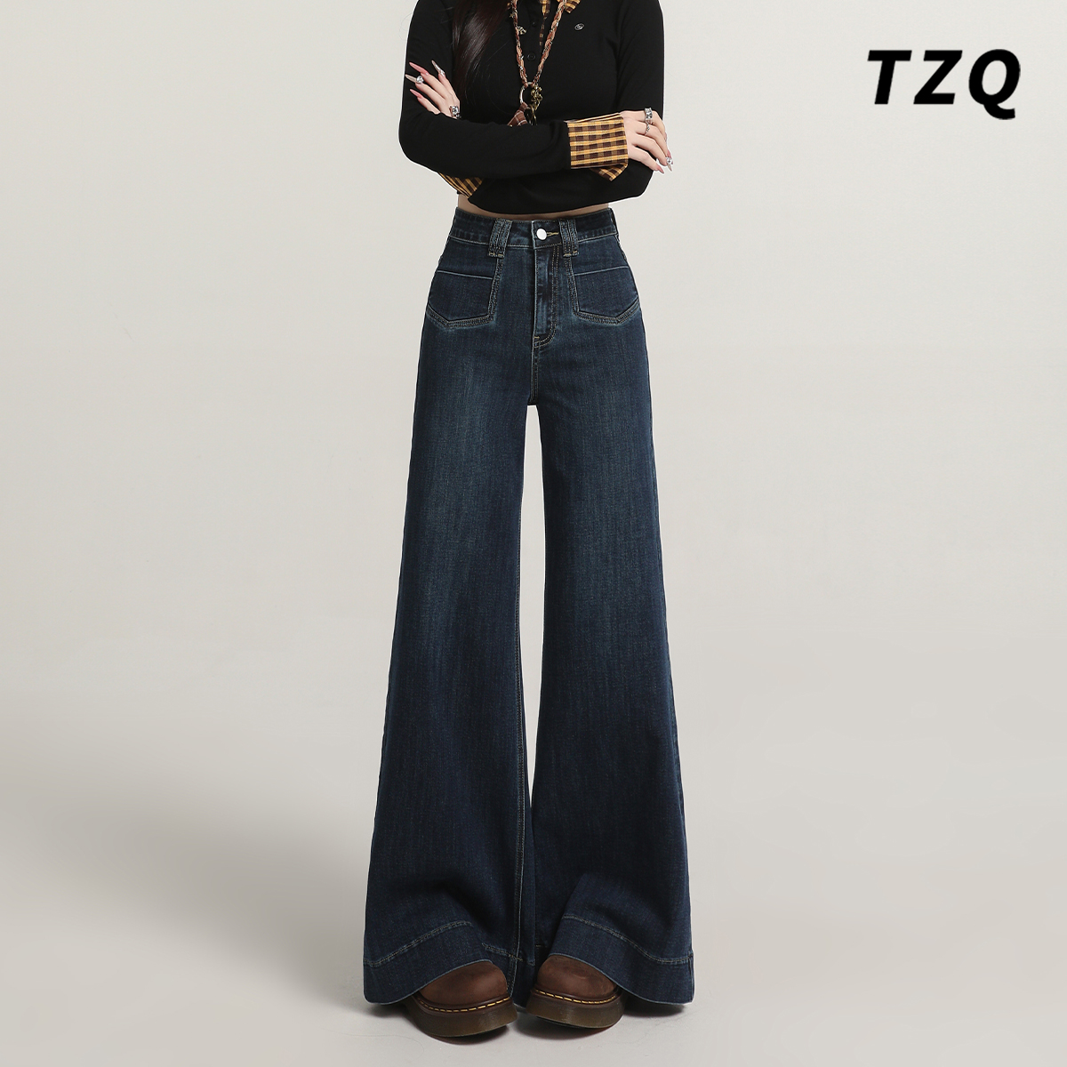 秋季宽松显瘦垂感阔腿拖地喇叭裤