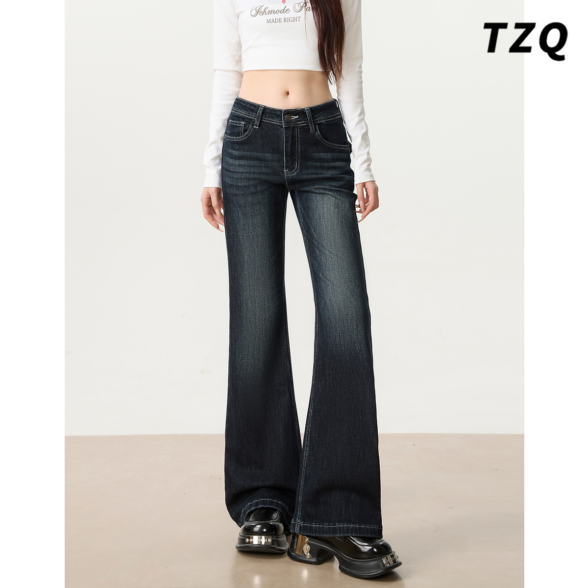 秋季时尚辣妹显瘦不贴腿喇叭裤子