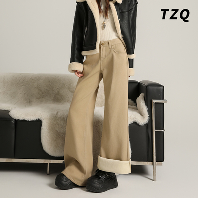 冬季高腰宽松不贴腿九分喇叭裤子