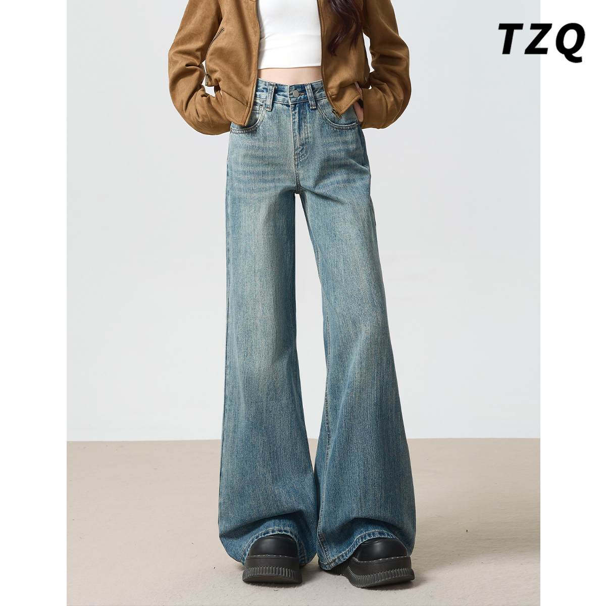 显瘦宽松垂感不贴腿拖地喇叭裤子