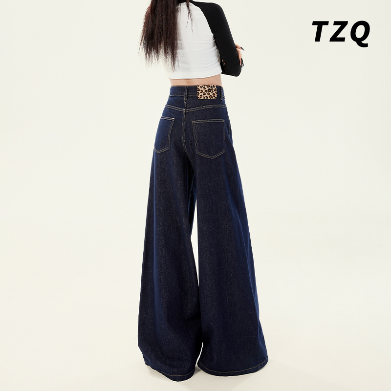 美式慵懒风宽松显瘦直筒拖地裤子