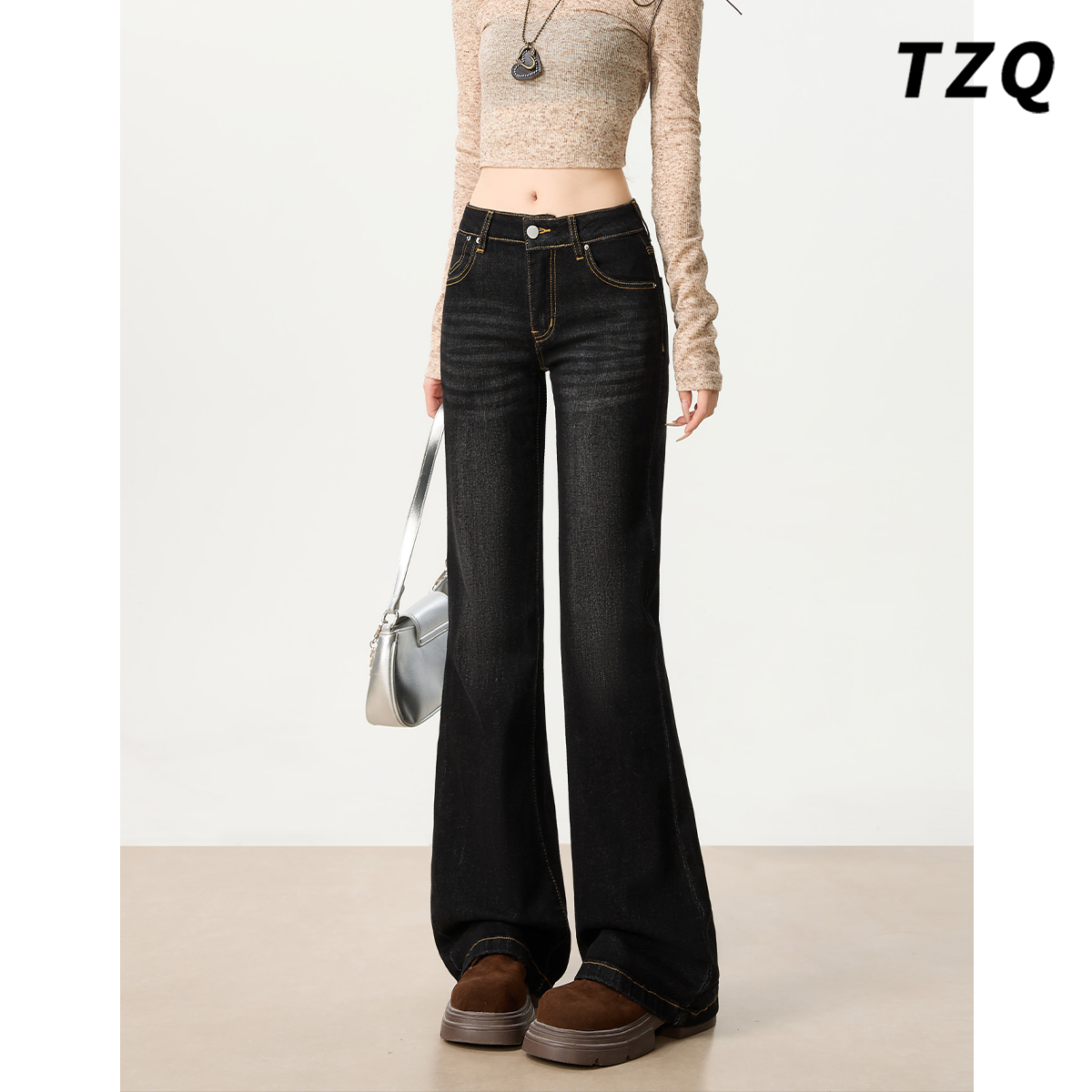 秋冬季修身显瘦宽松不贴腿喇叭裤