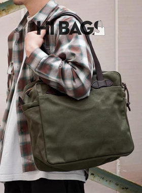 Filson同款复古帆布托特包大容量单肩包电脑包重磅做旧旅行男女包