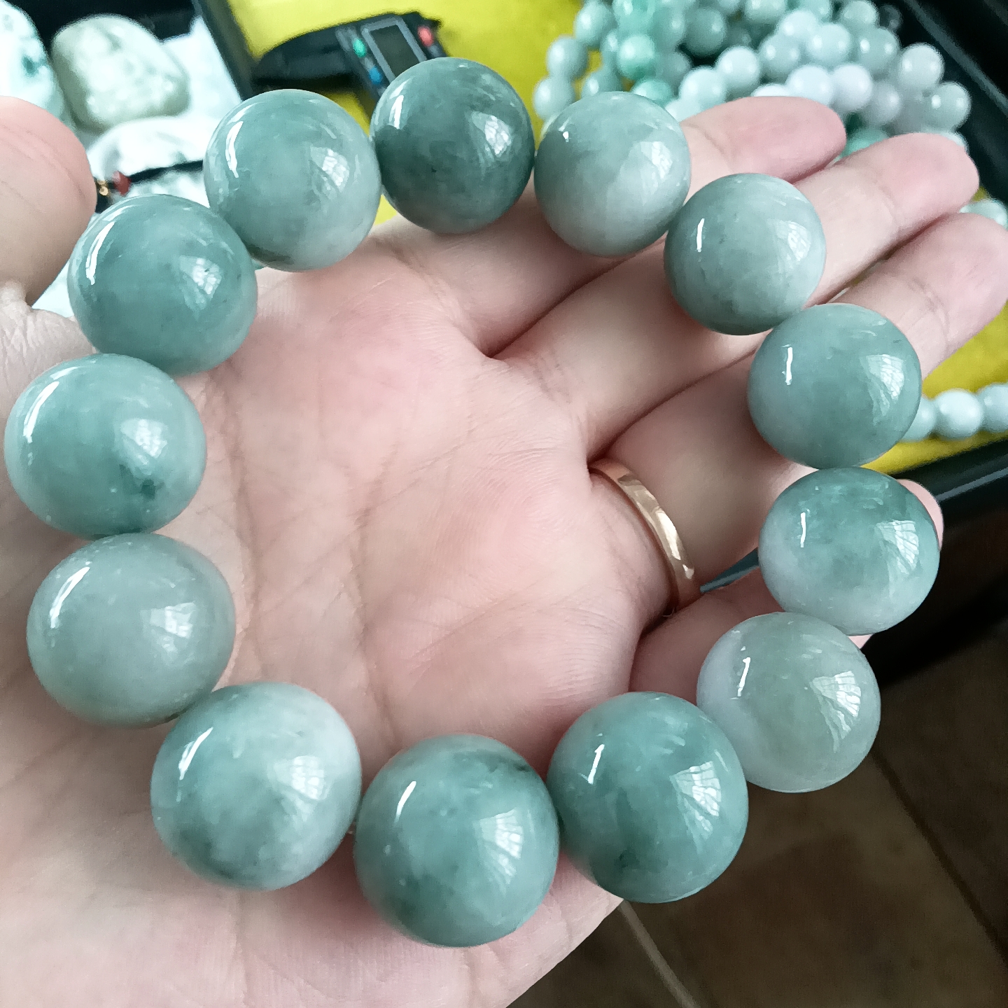 缅甸天然翡翠A货手串尺寸18mm