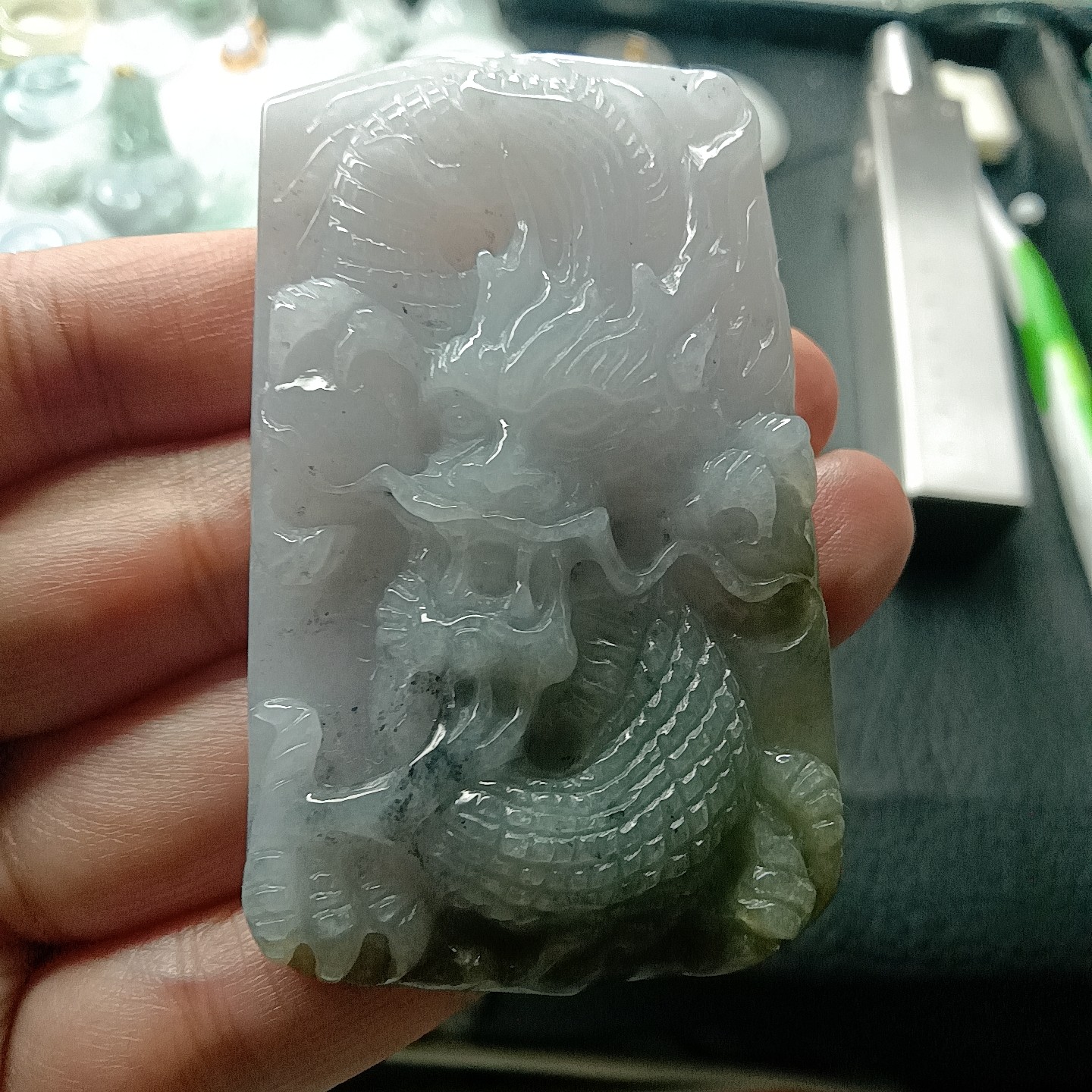缅甸天然翡翠A货生肖龙牌