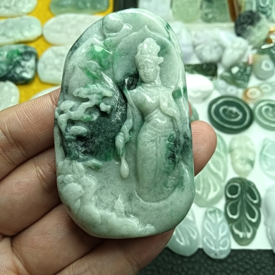 缅甸天然翡翠玉观音牌子