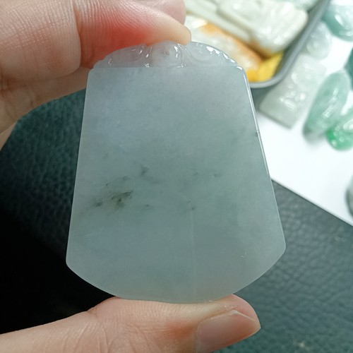 缅甸天然翡翠A货飘花无事牌平安牌吊坠