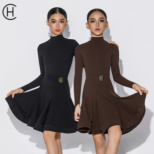 皇朝拉丁舞服新款标准比赛服秋冬磨毛亲肤规定服HC6473+HC7406