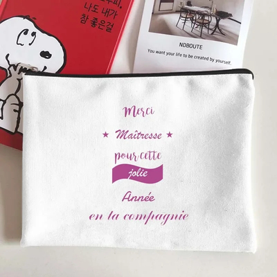 Super Atsem Merci Maitresse 印花女式化妆包教师节毕业礼物