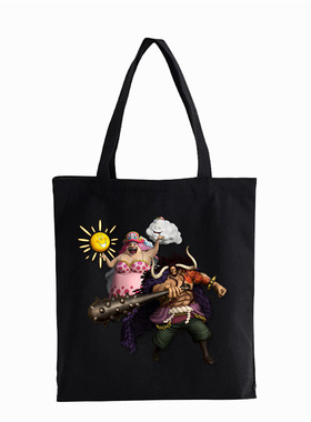 One Piece Luffy印花帆布包原宿单肩包手提袋购物袋速卖通亚马逊