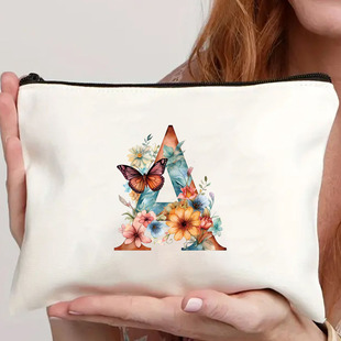 跨境爆款美丽花朵 26 英文字母化妆包 手提包 洗漱包 笔袋 礼品袋