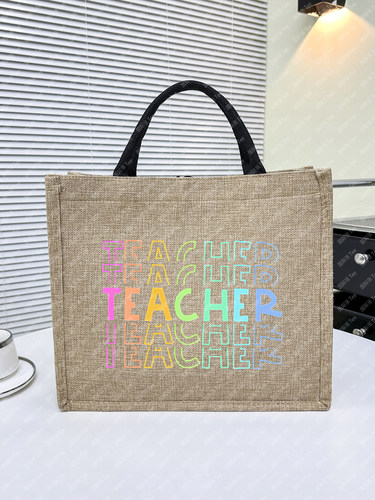 跨境热卖潮流亚麻Teacher教师节个性印花礼物袋托特包手提购物袋