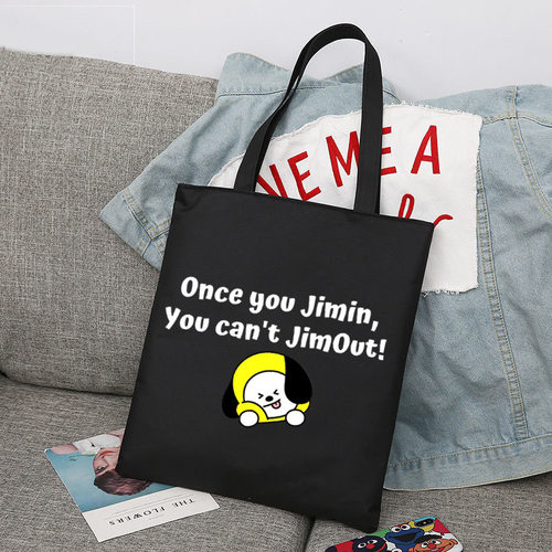 Once You Jimin You Can_t Jimout 印花帆布袋单肩包手提袋购物袋