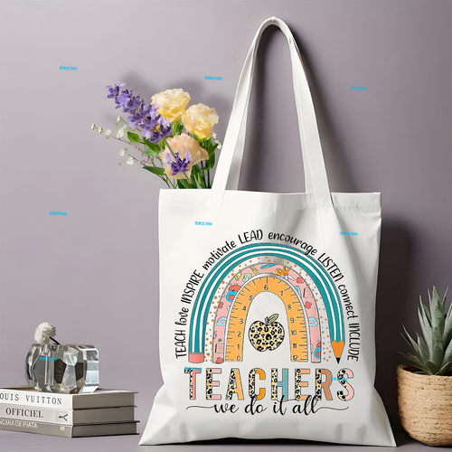 Teacher's Canvas Tote Bag休闲教师日常大容量耐磨托特包帆布袋
