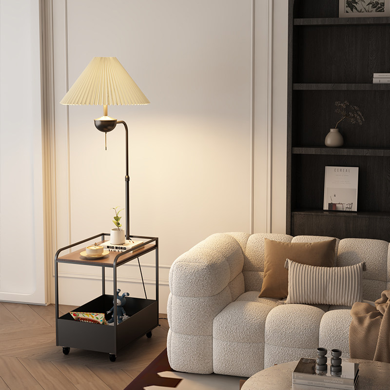 中古风小推车茶几落地灯法式床头柜创意小型超窄替代铁艺置物架灯,家装灯饰光源,置物功能落地灯,淘宝优惠券,粉丝福利购,淘宝优惠卷