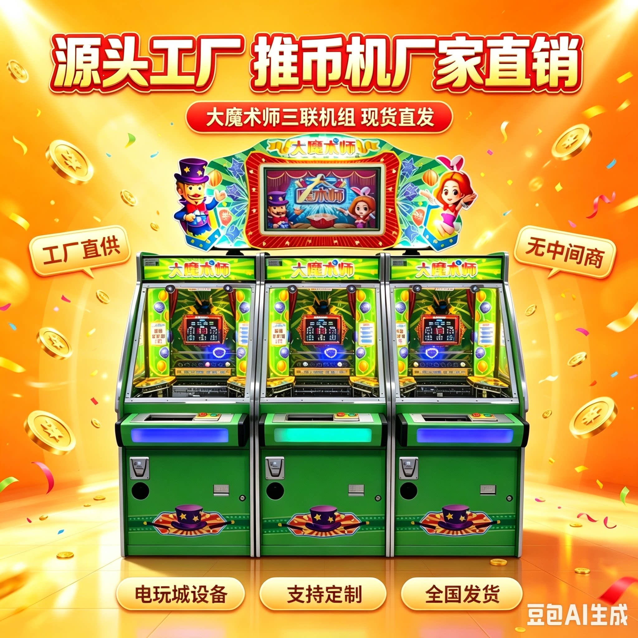 大魔术师推币机海盗船长推币机灵珠推币电玩城室内投币商用游艺机