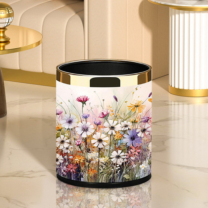 创意双层垃圾桶卡通动漫手绘风高颜值卫生桶家用客厅卧室房间纸篓