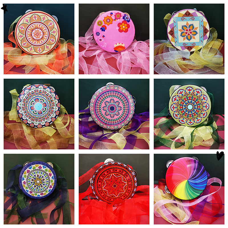 外景汉服拍照道具唐宋风铃铛鼓敦煌风手鼓带多色飘带流苏配饰发簪