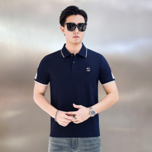 纯棉男士Polo衫2026夏季新款欧货时尚简约徽章亲肤修身短袖T恤潮