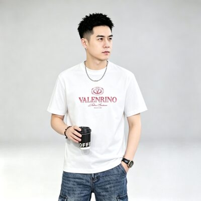 轻奢夏季丝光棉字母印花男士T恤