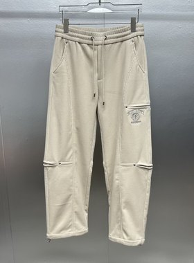 欧货时尚加厚男士弯刀灯芯绒休闲裤2025秋冬新款字母刺绣百搭裤子