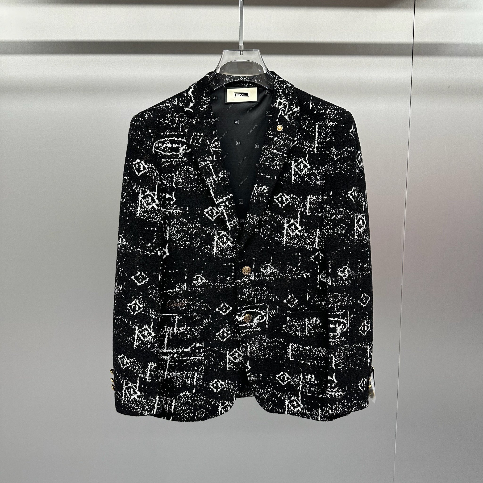 欧洲站2025秋冬季新款男士修身时尚英伦商务羊毛提花休闲西服外套