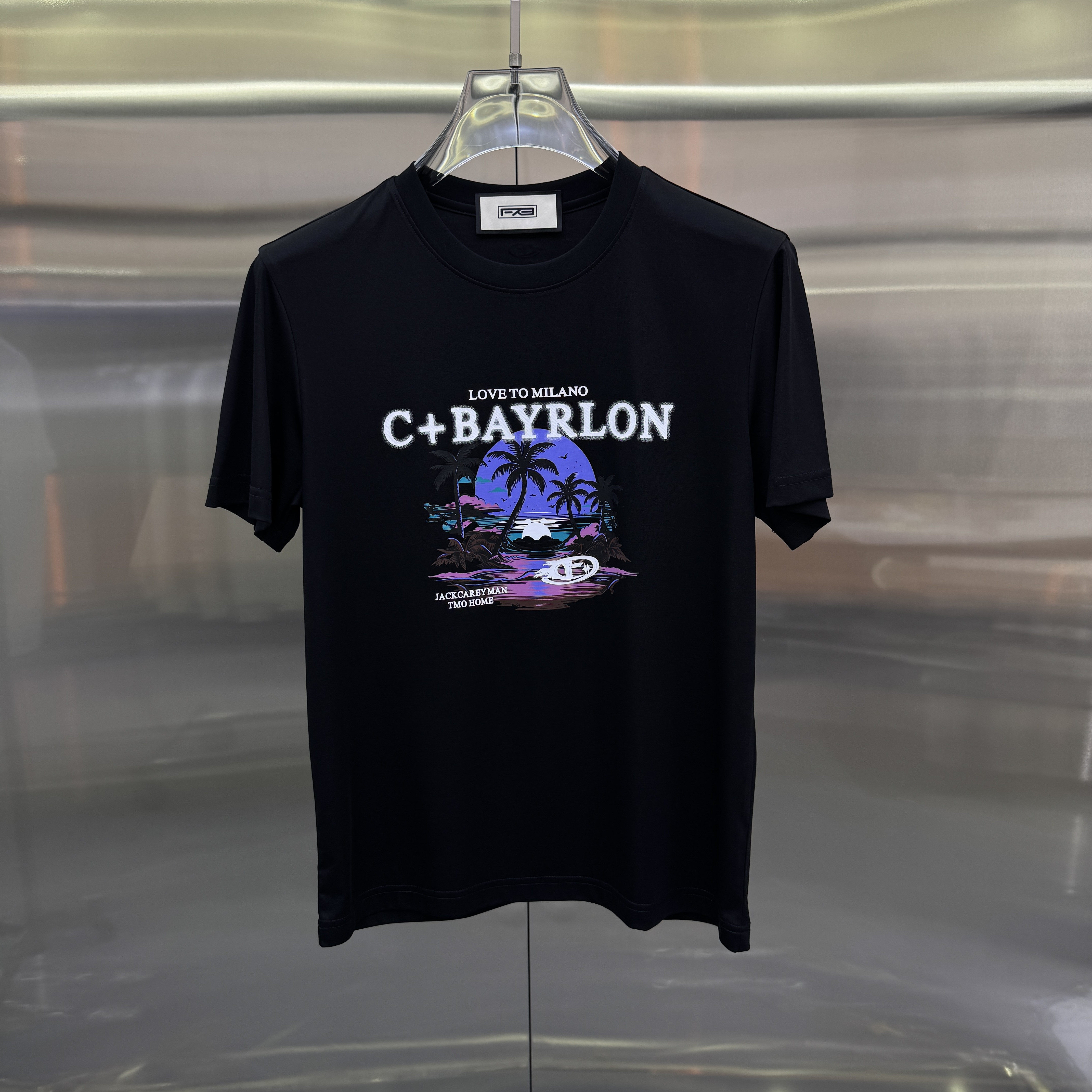 男士时尚T恤2026夏季新款欧货网红个性字母印花干净修身圆领短袖