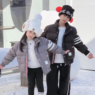 25年寒冬男女儿童防风加厚加绒服TB白鸭绒短款正常纯色羽绒服棉袄