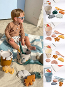 北欧丹麦lie同款 硅胶挖沙滩桶男儿童ins宝宝铲子叉子玩沙玩具恐龙