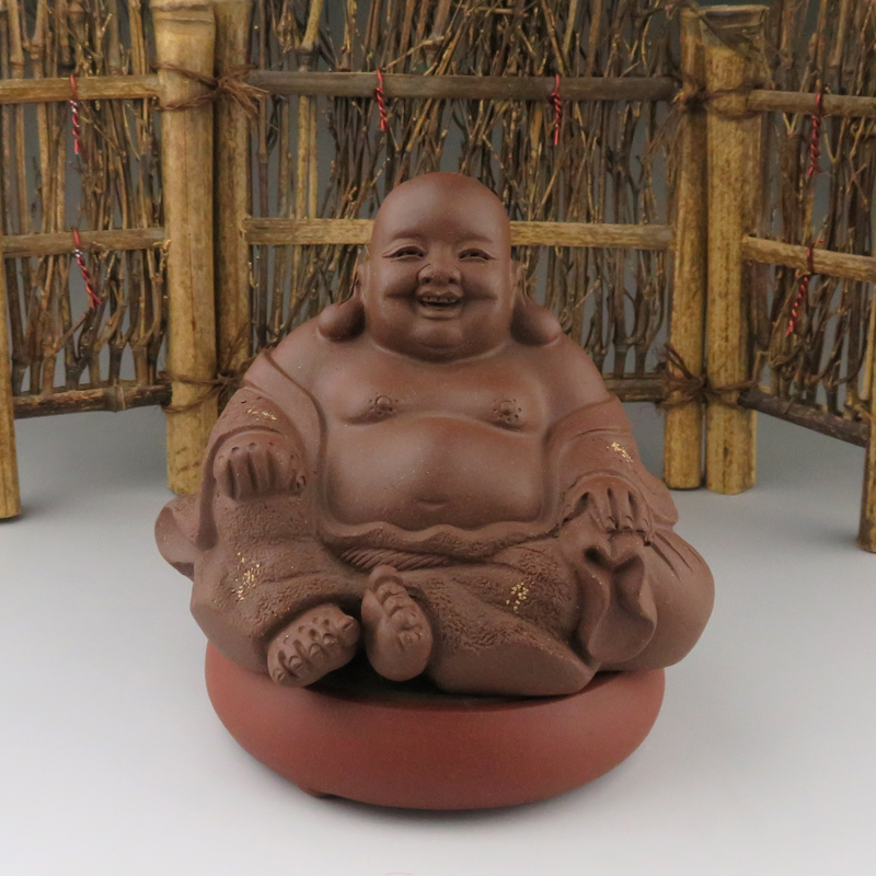 宜兴紫砂雕塑摆件佛像如来佛祖 布袋和尚弥勒佛名家正品手工供养