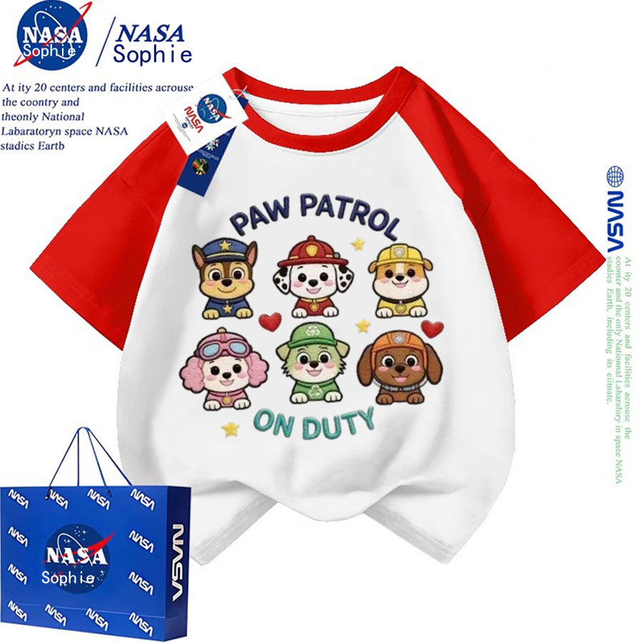 nasa联名汪汪队衣服纯棉短袖T恤