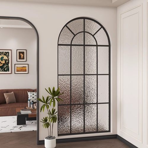 法式屏风隔断美式客厅遮挡拱形装饰假窗户铁艺奶油风玻璃创意拱门