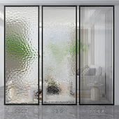 卫生间长虹玻璃隔断现代简约客厅半墙入户洗漱台浴室钛镁合金屏风