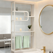 奶油风卫生间半墙隔断柜客厅洗手台浴室干湿分离洗漱台屏风置物架